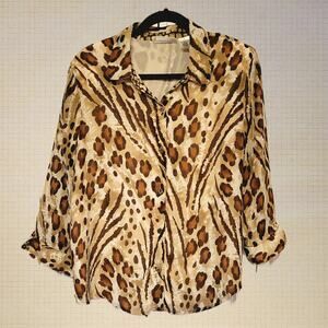Alfred Dunner, 14 | Animal Leopard Print Button Down Blouse